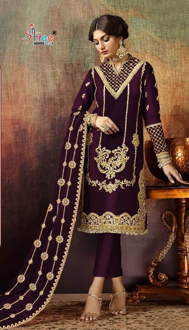 Shree Fabs Dno 1625 C Velvet With Heavy Net Embroidery Work Stylish Designer Festive Wear Fancy Salwar Kameez
