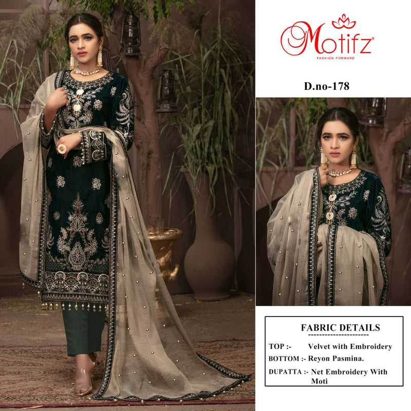 Motifz Dno 178 Velvet With Heavy Embroidery Work Stylish Designer Party Wear Fancy Salwar Kameez