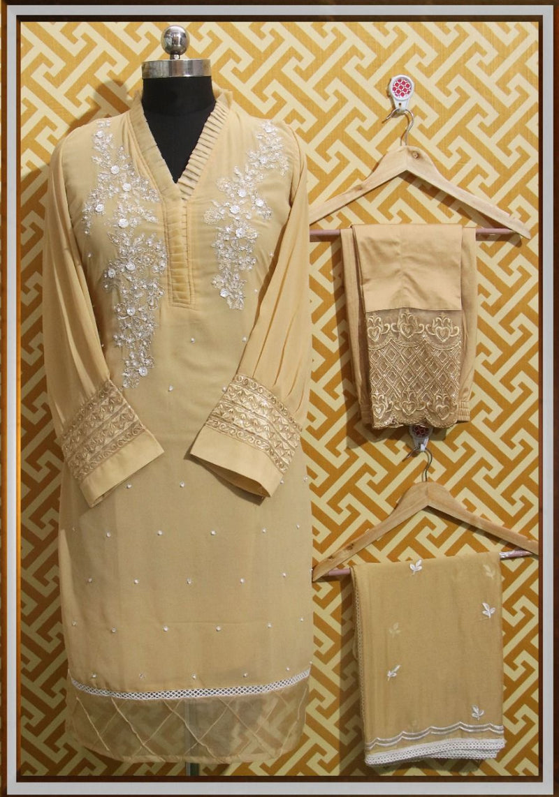 Farwah Dno 01 Georgette With Fancy Embroidery Work Stylish Designer Casual Wear Pret Kurti