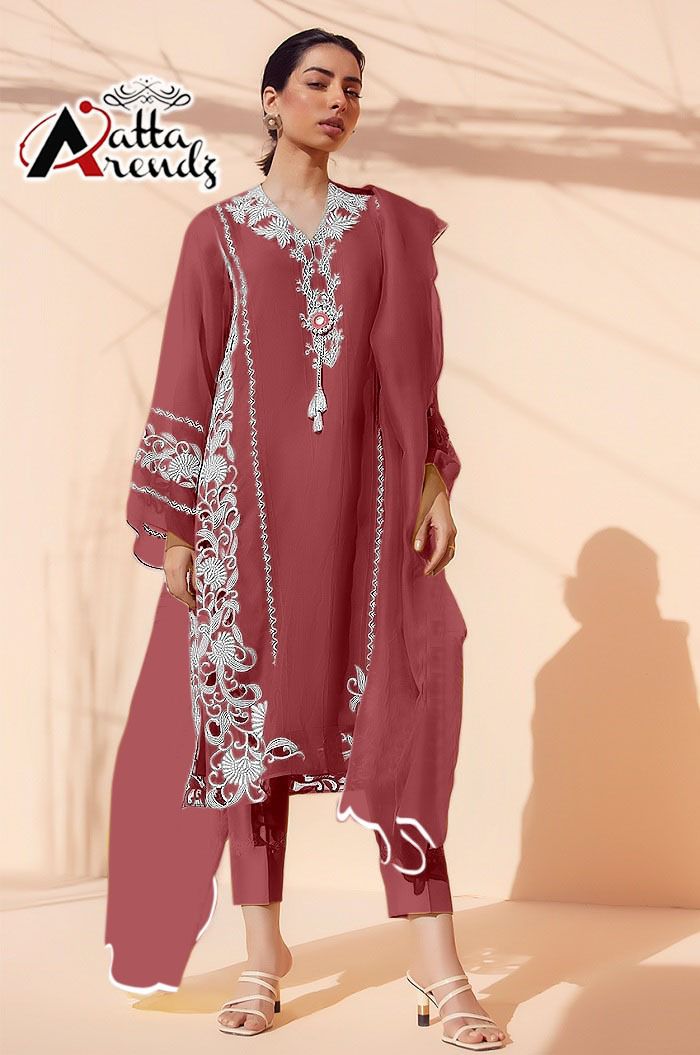 Atta Trends Dno 2719 Georgette With Heavy Fancy Work Stylish Designer Casual Wear Pret Kurti