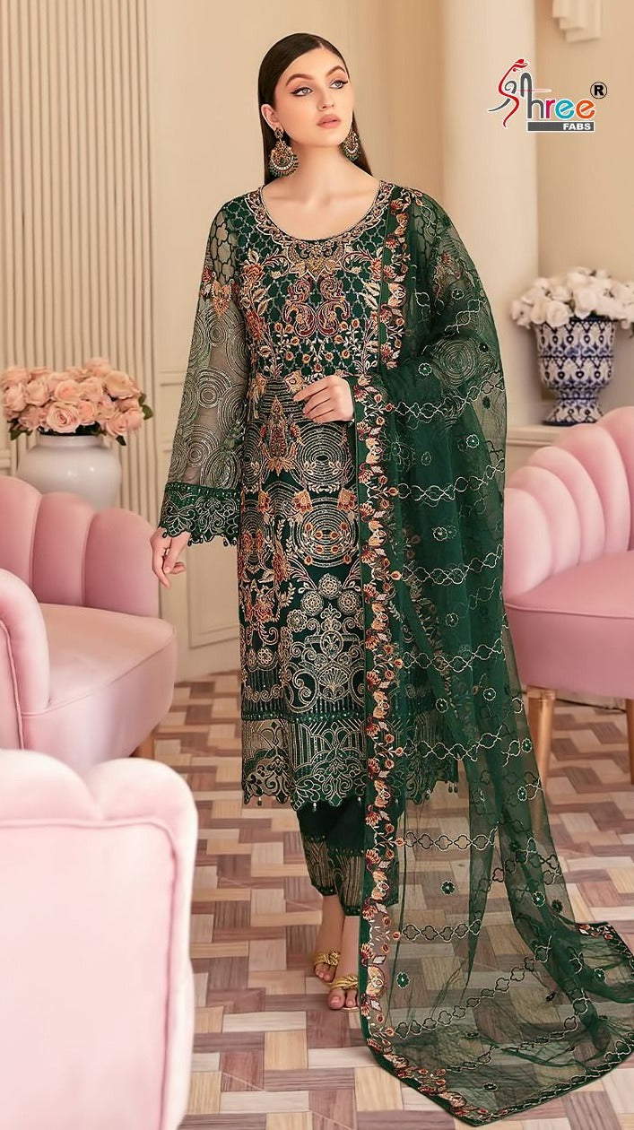 Shree Fabs Dno 1587 Georgette With Beautiful Heavy Embroidery Work Stylish Party Wear Salwar Kameez
