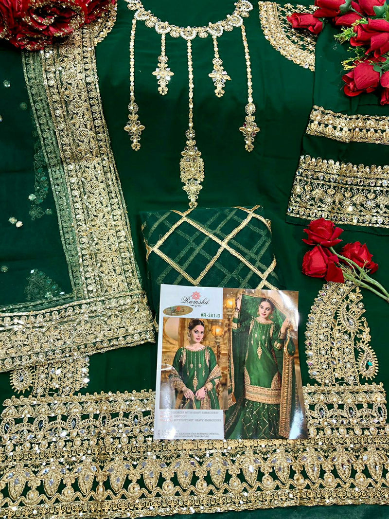 Ramsha Dno 381 D Georgette With Beautiful Embroidery Work Stylish Designer Wedding Wear Salwar Kameez