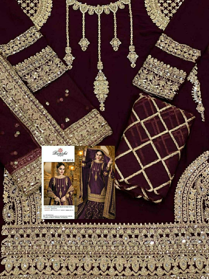 Ramsha Dno 381 C Georgette With Beautiful Embroidery Work Stylish Designer Wedding Wear Salwar Kameez