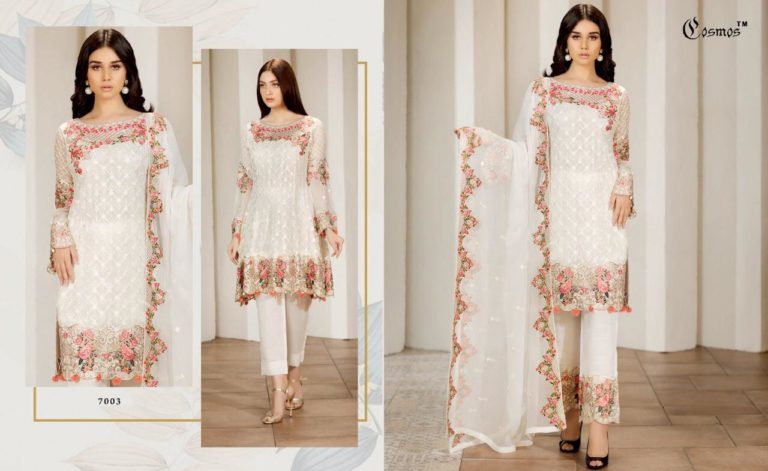 Cosmos Dno 7003 Georgette With Heavy Embroidery Work Stylish Designer Attractive Look Salwar Kameez