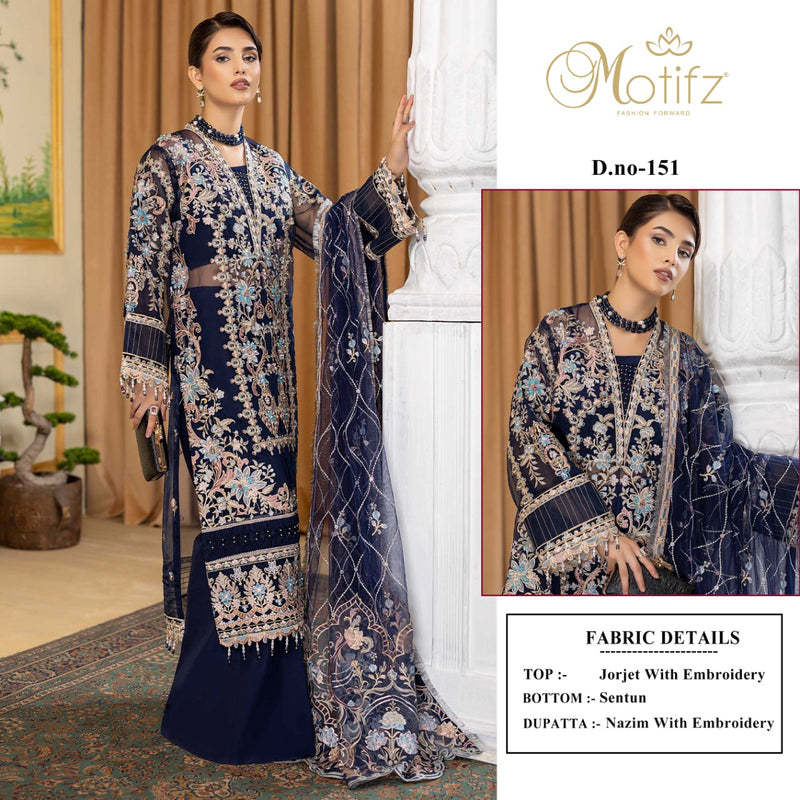 Motifz Dno 151 Georgette with Heavy Embroidery Work Stylish Designer Attractive Wear Wedding Look Salwar Kameez