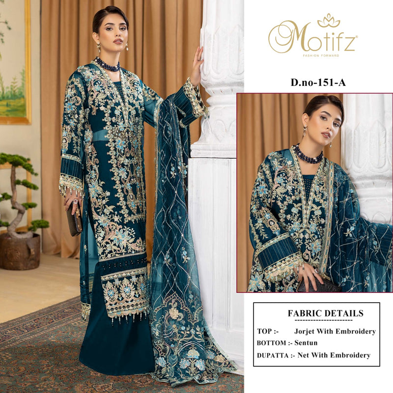 Motifz Dno 151 A Georgette with Heavy Embroidery Work Stylish Designer Attractive Wear Wedding Look Salwar Kameez