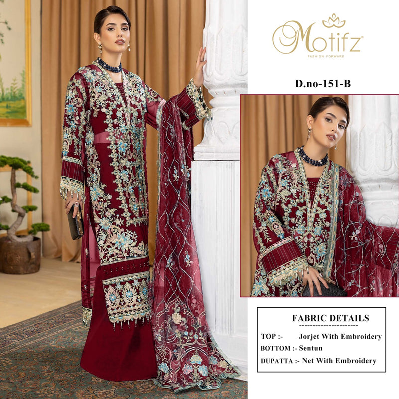 Motifz Dno 151 B Georgette with Heavy Embroidery Work Stylish Designer Attractive Wear Wedding Look Salwar Kameez
