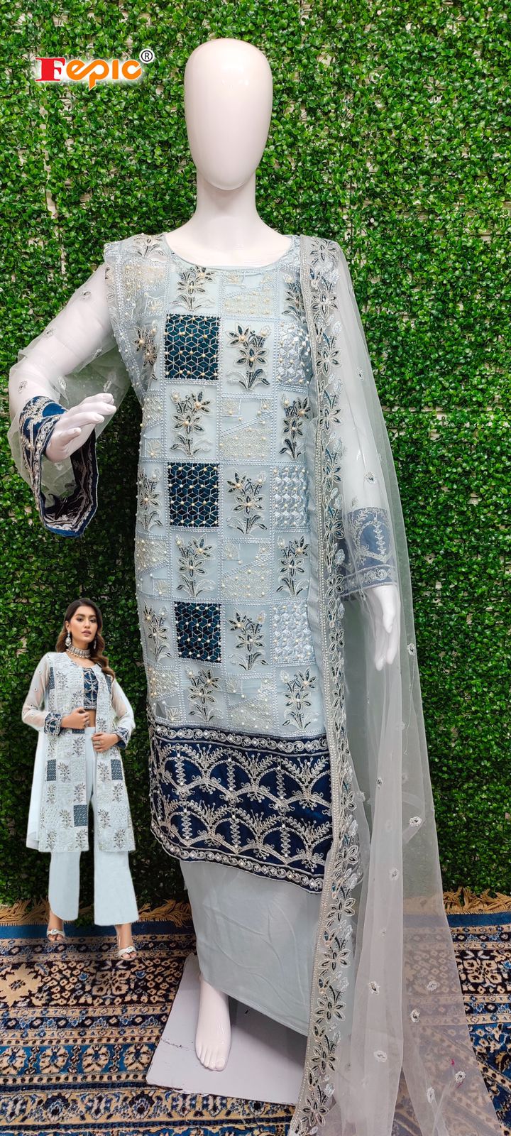 Fepic Suit Rosemeen 1250 B Net With Heavy Embroidery Work Stylish Designer Pakistani Party Wear Salwar Kameez