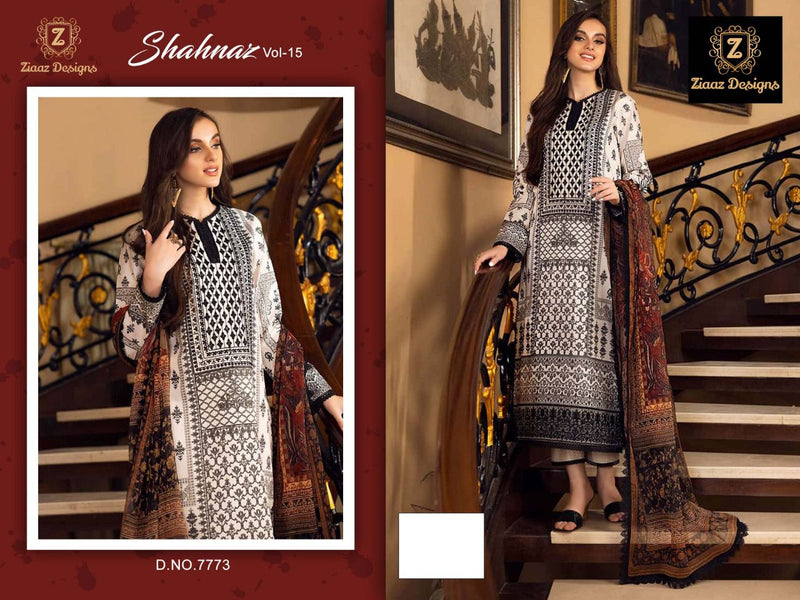Ziaaz Shahnaz Vol 15 Pure Cotton With Fancy Embroidery Work Stylish Designer Party Wear Salwar Kameez