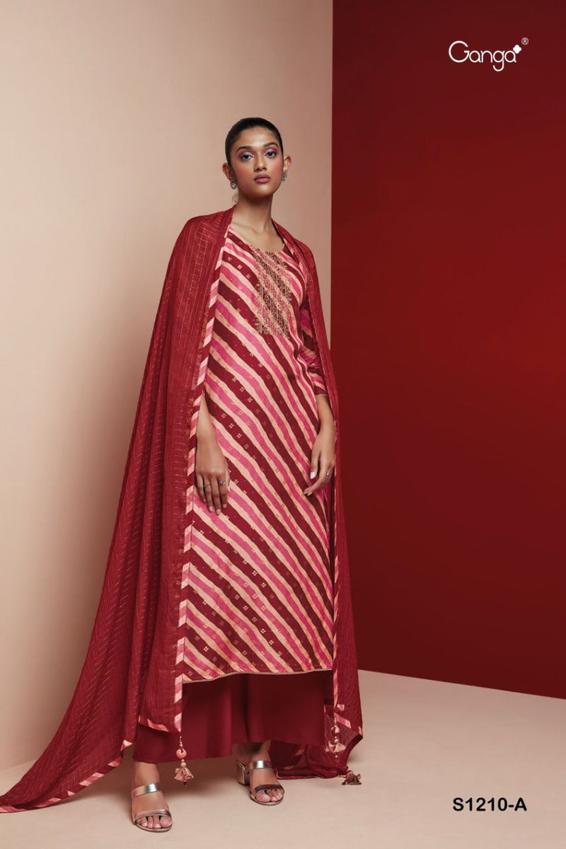 Ganga Dno 1210 Viscose Silk With Fancy Work Stylish Designer Casual Wear Attractive Look Salwar Suit