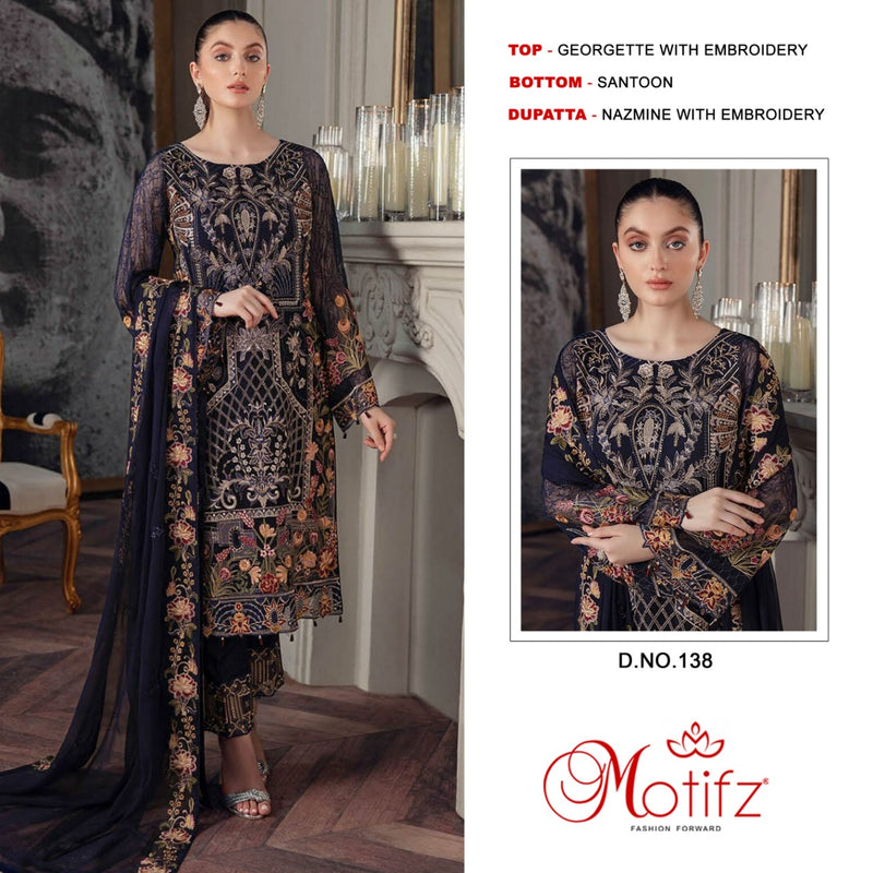 Motifz Dno 138 Georgette With Heavy Embroidery Work Stylish Designer Wedding Look Salwar Kameez