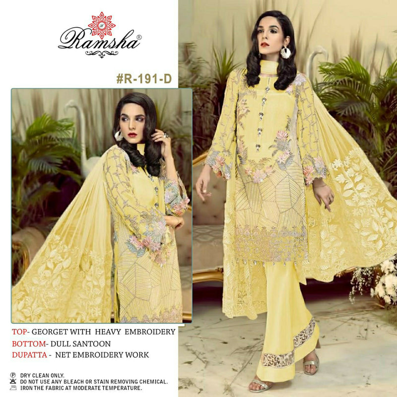 Ramsha Dno R 191 D Georgette With Heavy Embroidery Work Stylish Designer Party Wear Salwar Kameez