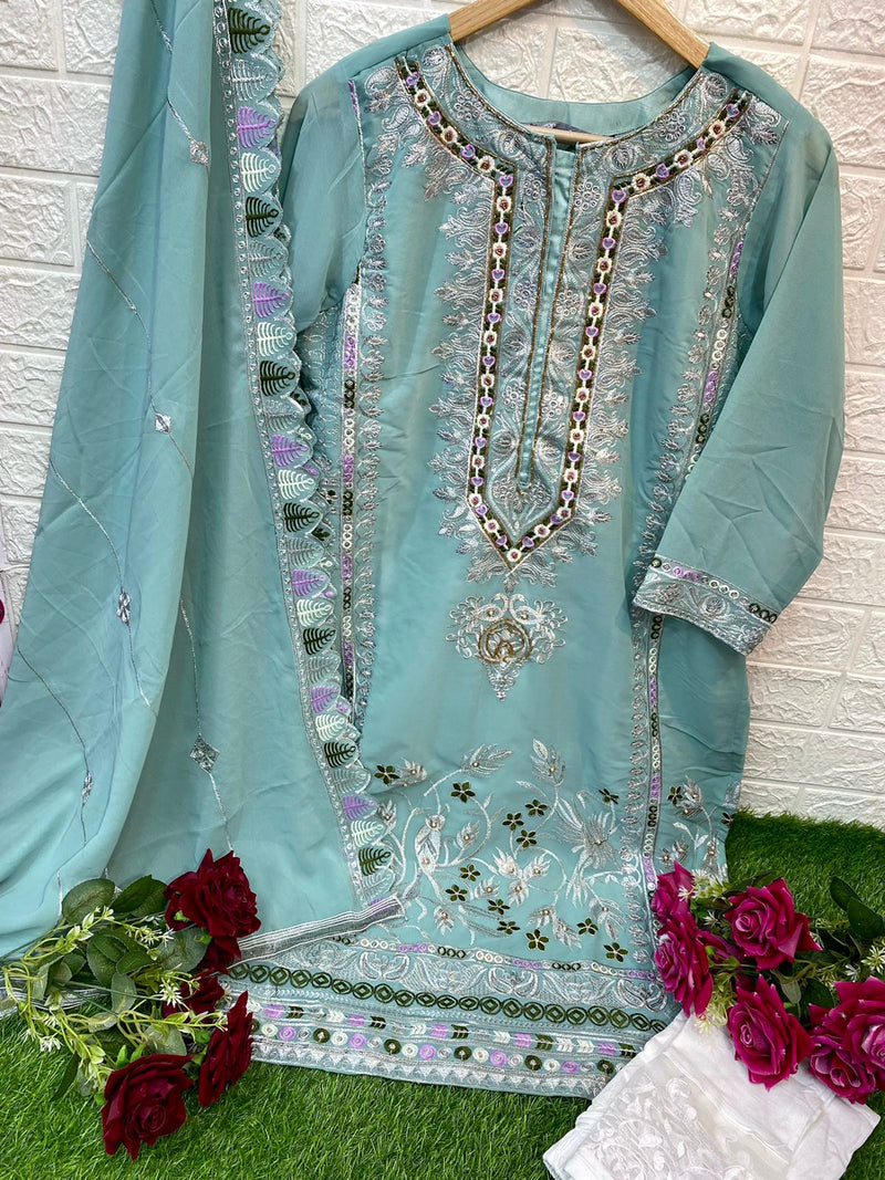 Ramsha Dno R 1003 Georgette With Heavy Embroidery Work Stylish Designer Party Wear Pret Kurti
