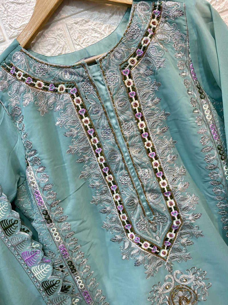 Ramsha Dno R 1003 Georgette With Heavy Embroidery Work Stylish Designer Party Wear Pret Kurti