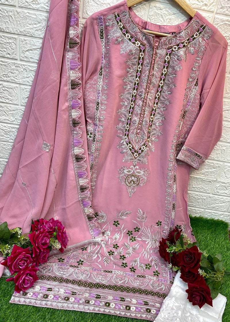 Ramsha Dno R 1003 Georgette With Heavy Embroidery Work Stylish Designer Party Wear Pret Kurti