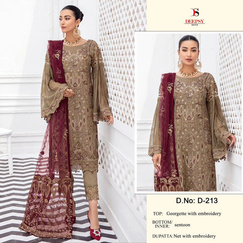 Deepsy Dno 213 Georgette With Heavy Embroidery Work Stylish Designer Wedding Wear Salwar Kameez