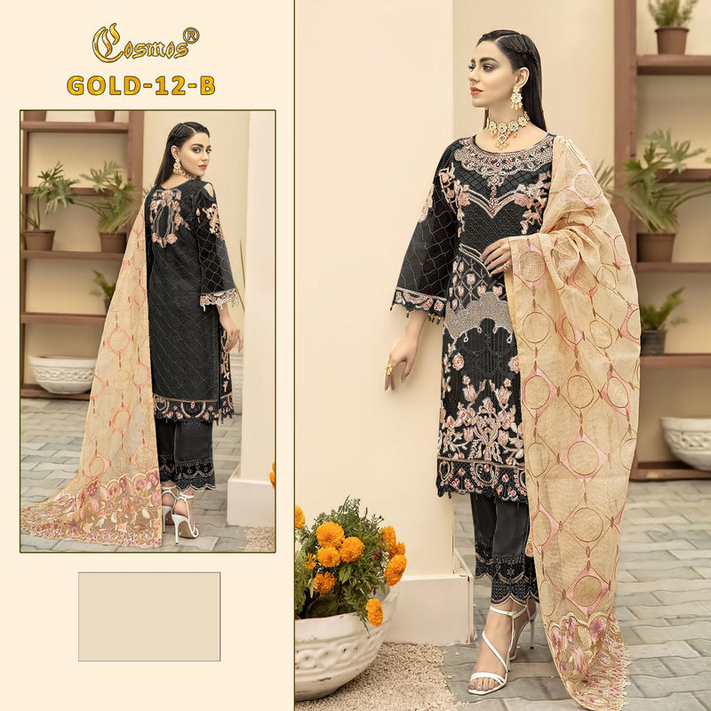 Cosmos Dno Gold 12 Georgette With Heavy Fancy Embroidery Work Stylish Designer Wedding Wear Salwar Kameez