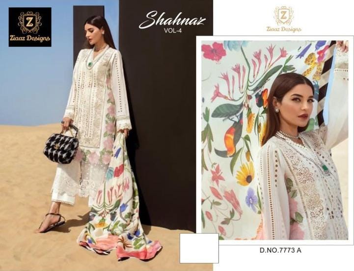 Ziaaz Shehnaz Vol 4 Pure Cotton With Heavy Embroidery Work Stylish Designer Pakistani Salwar Kameez