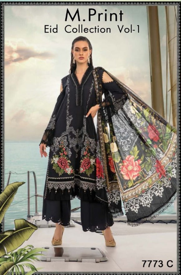 Ziaaz Dno 7773 C Eid Collection Vol 1 Pure Cotton With Heavy Embroidery Work Stylish Designer Salwar Kameez