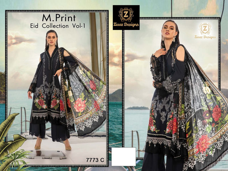 Ziaaz Dno 7773 C Eid Collection Vol 1 Pure Cotton With Heavy Embroidery Work Stylish Designer Salwar Kameez