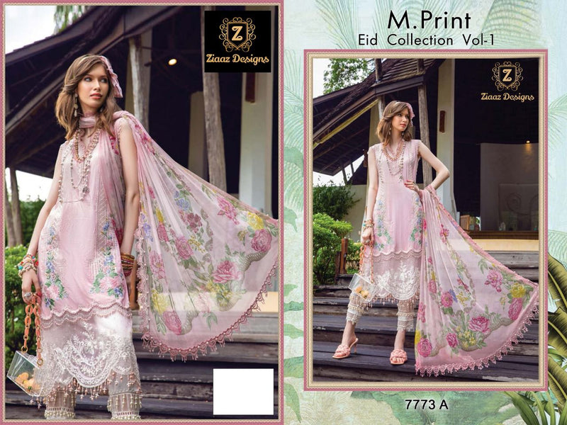 Ziaaz Dno 7773 A Eid Collection Vol 1 Pure Cotton With Heavy Embroidery Work Stylish Designer Salwar Kameez