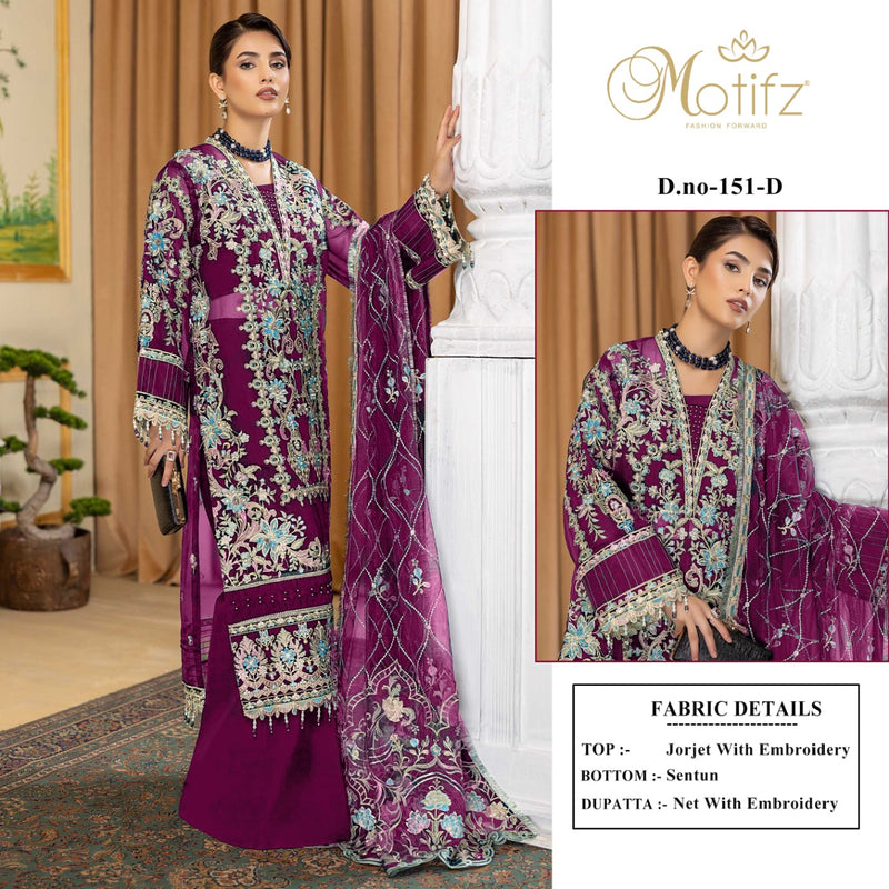 Motifz Dno 151 D Georgette With Beautiful Heavy Embroidery Work Stylish Designer Wedding Wear Salwar Kameez