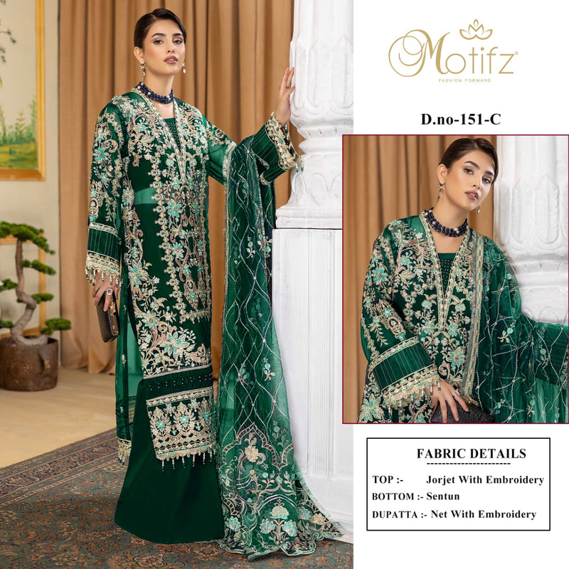 Motifz Dno 151 C Georgette With Beautiful Heavy Embroidery Work Stylish Designer Wedding Wear Salwar Kameez