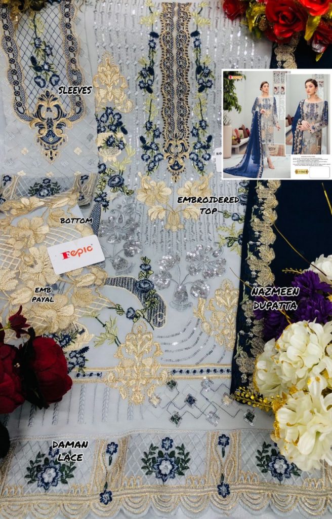 Fepic Rosemeen 5160 B Georgette With Heavy Embroidery Work Stylish Designer Wedding Wear Salwar Kameez
