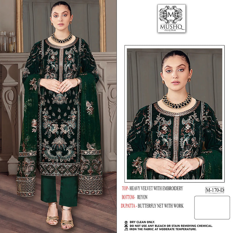 Mushq Dno 170 D Velvet Butterfly Net With Heavy Embroidery Work Stylish Designer Wedding Wear Salwar Kameez