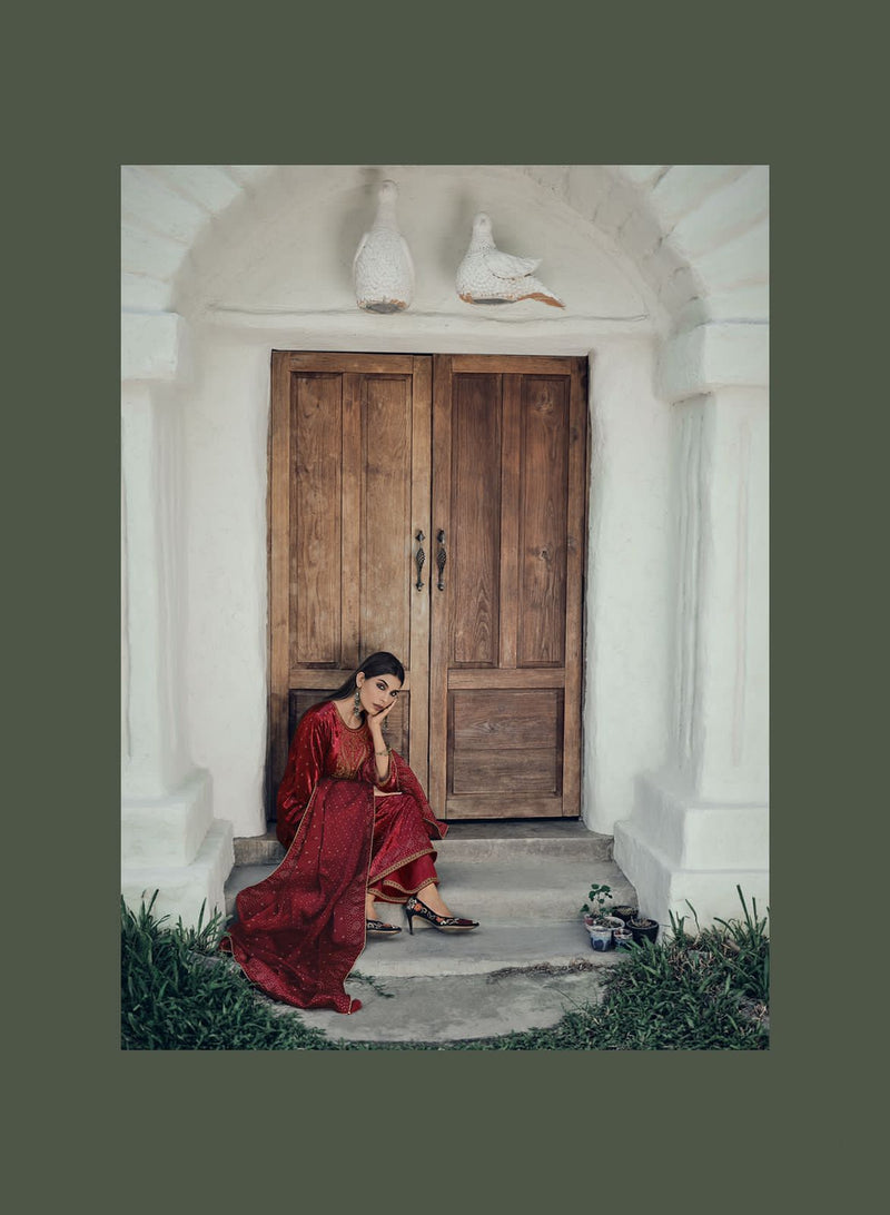 Varsha The Tales Of Tradition Velvet With Heavy Beautiful Work Stylish Designer Party Wear Salwar Kameez