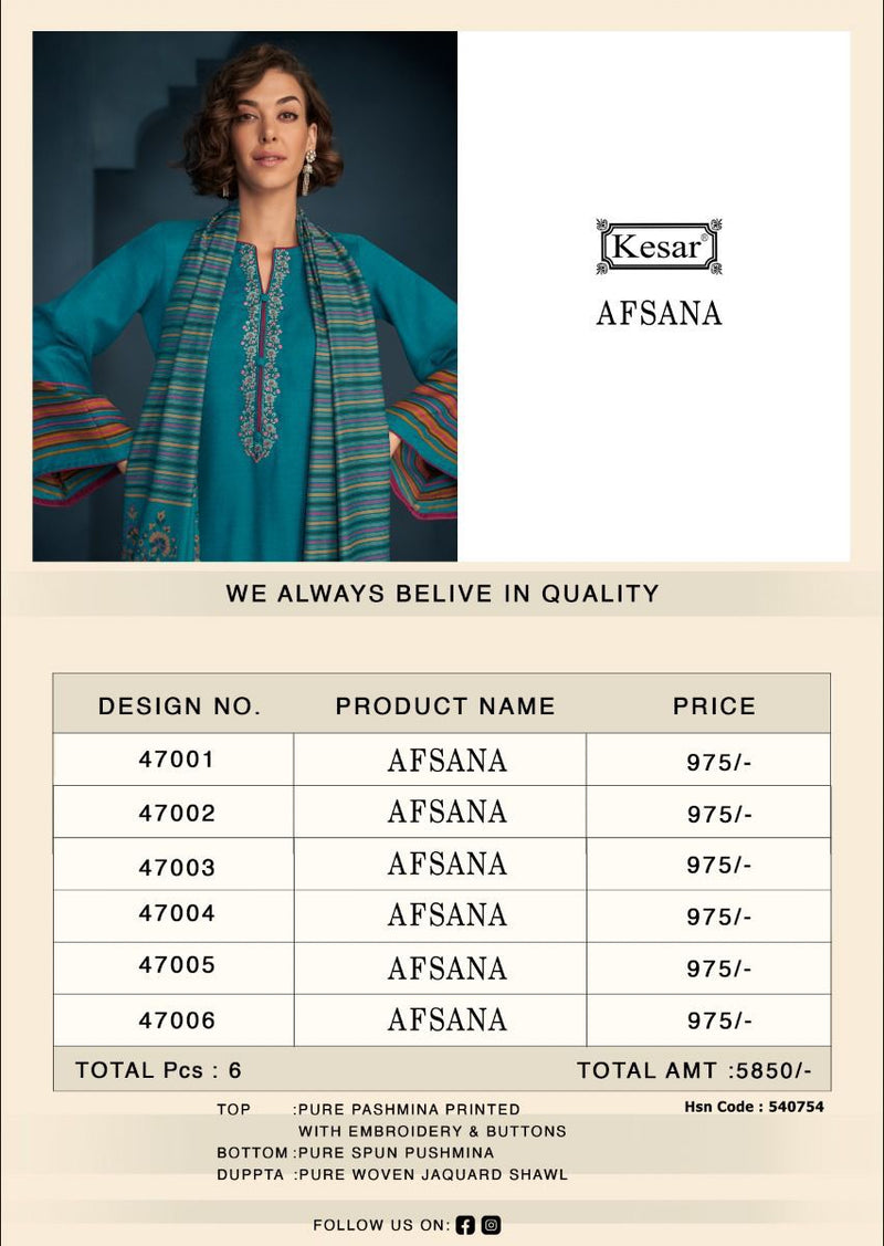 Kesar Afsana Pashmina With Heavy Beautiful Work Stylish Designer Party Wear Salwar Kameez