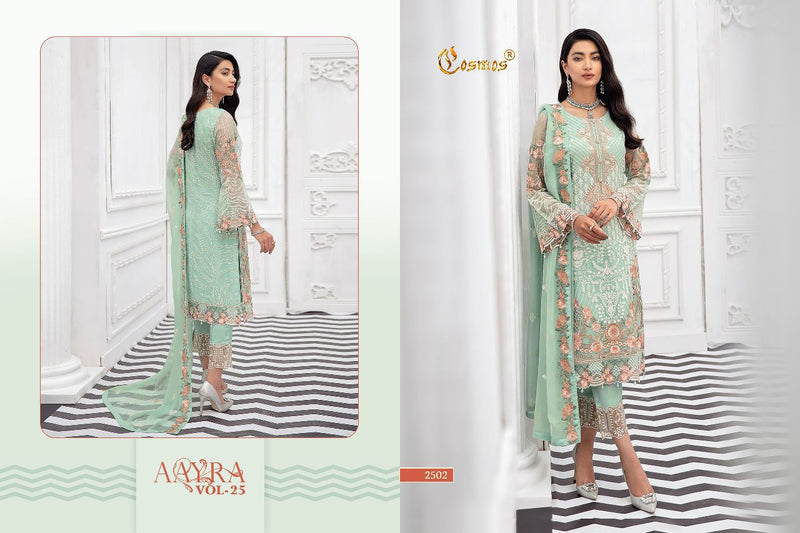 Cosmos Fashion Aayra Vol 2502 Georgette With Heavy Embroidery Work Stylish Designer Party Wear Salwar Kameez