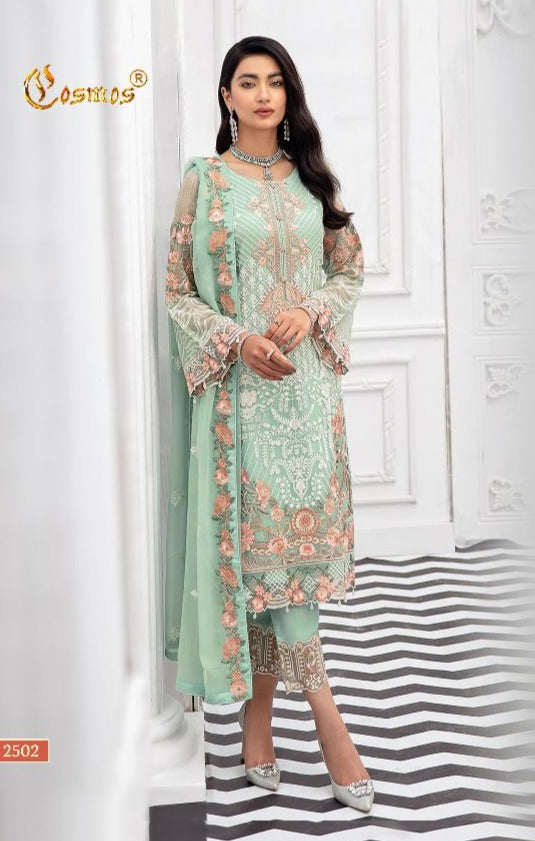 Cosmos Fashion Aayra Vol 2502 Georgette With Heavy Embroidery Work Stylish Designer Party Wear Salwar Kameez