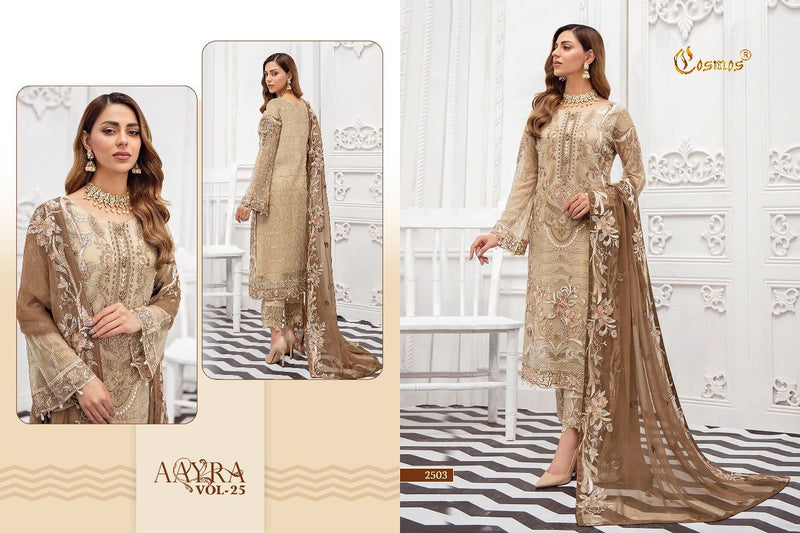 Cosmos Fashion Aayra Vol 2503 Georgette With Heavy Embroidery Work Stylish Designer Party Wear Salwar Kameez