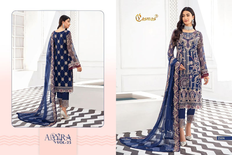 Cosmos Fashion Aayra Vol 2504 Georgette With Heavy Embroidery Work Stylish Designer Party Wear Salwar Kameez