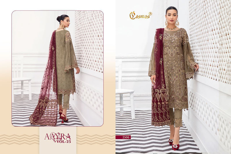 Cosmos Fashion Aayra Vol 2506 Georgette With Heavy Embroidery Work Stylish Designer Party Wear Salwar Kameez