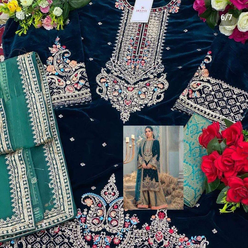 Deepsy Suit Dno 1776 Velvet With Heavy Embroidery Work Stylish Designer Wedding Look Salwar Kameez