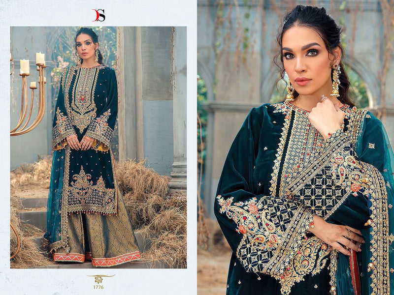 Deepsy Suit Dno 1776 Velvet With Heavy Embroidery Work Stylish Designer Wedding Look Salwar Kameez