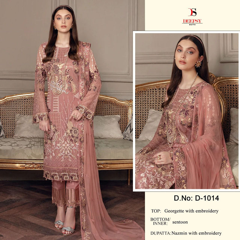 Deepsy Suit Dno 1014 Georgette With Heavy Beautiful Embroidery Work Stylish Designer Pakistani Salwar Kameez