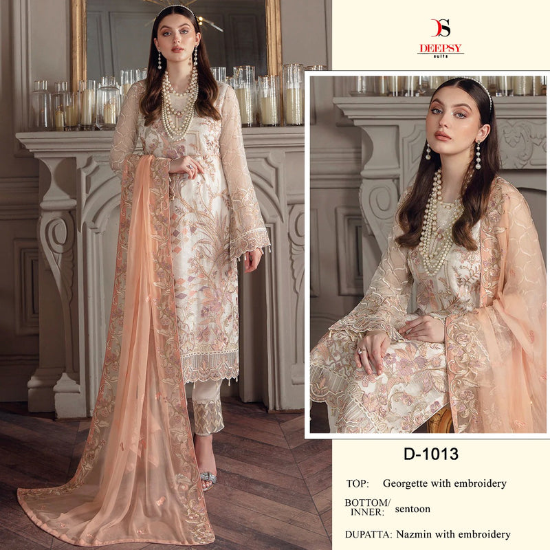 Deepsy Suit Dno 1013 Georgette With Heavy Beautiful Embroidery Work Stylish Designer Pakistani Salwar Kameez