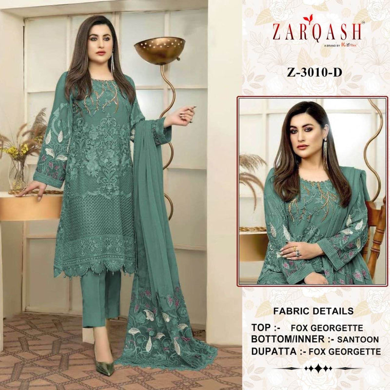 Zarqash Dno 3010 D Georgette With Beautiful Khatali Work Stylish Designer Party Wear Pakistani Salwar Kameez