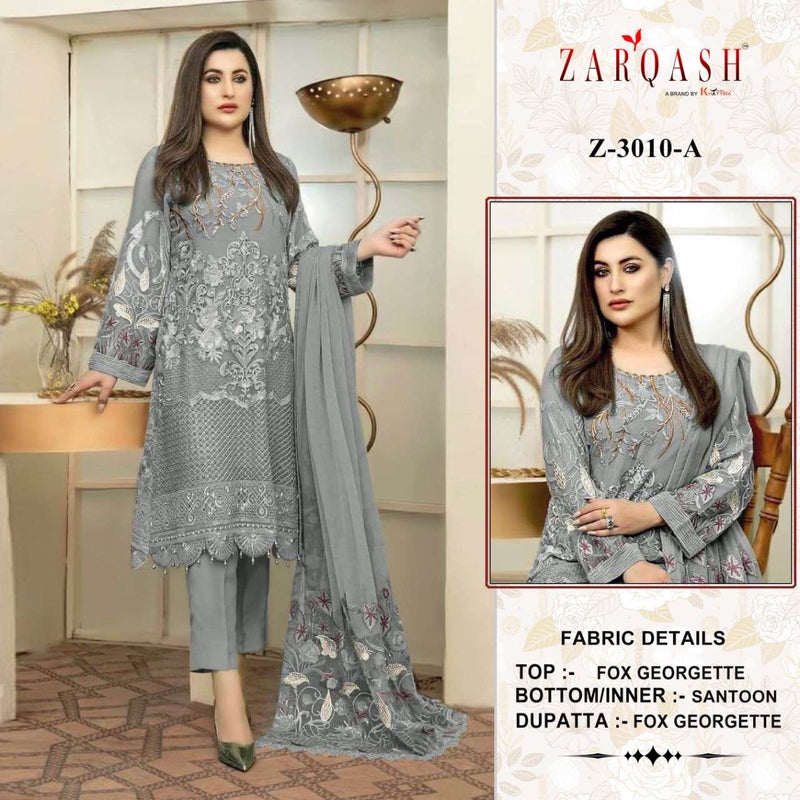 Zarqash Dno 3010 A Georgette With Beautiful Khatali Work Stylish Designer Party Wear Pakistani Salwar Kameez