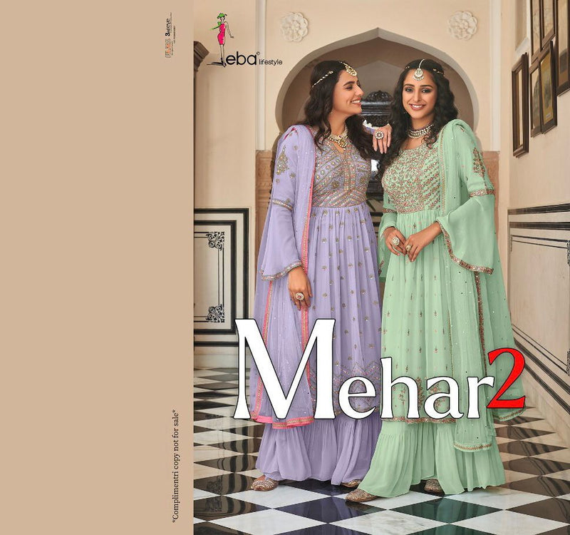 Eba Lifestyle Mehar Vol 2 Georgette With Embroidery Work stylish Designer Fancy Long Gowns