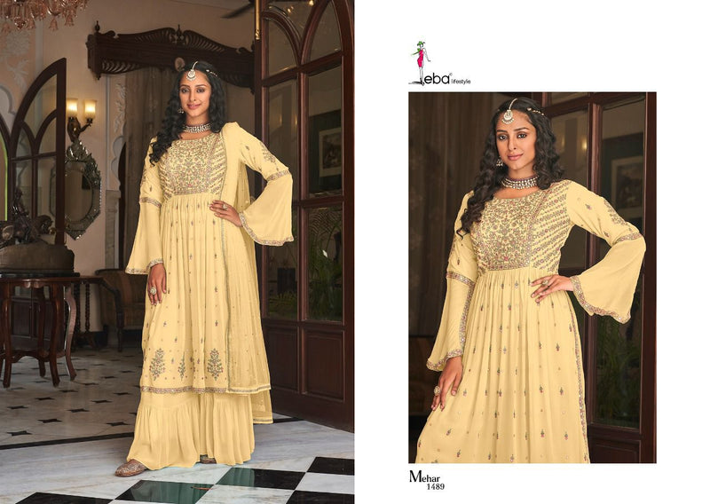 Eba Lifestyle Mehar Vol 2 Georgette With Embroidery Work stylish Designer Fancy Long Gowns