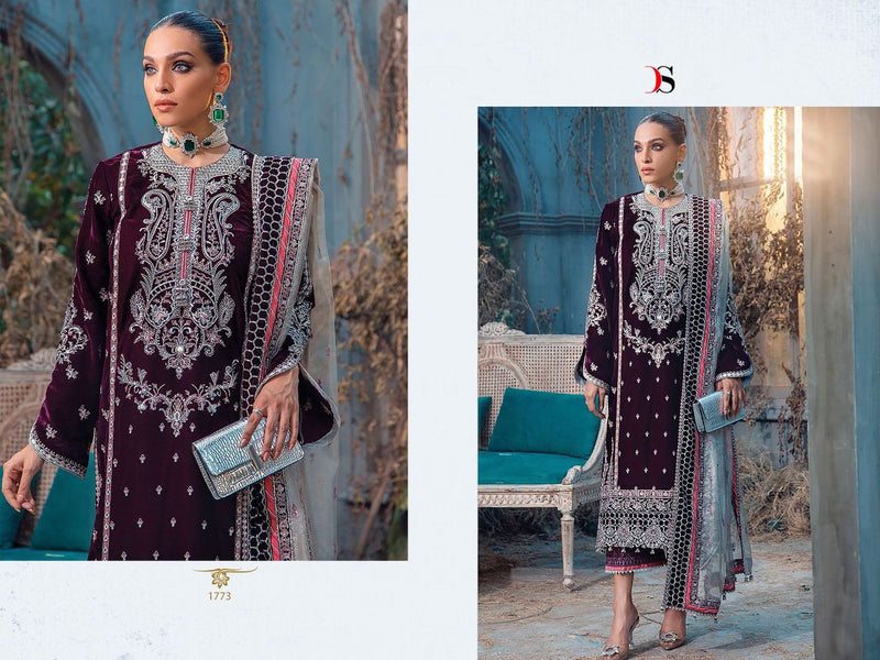 Deepsy Suit Dno 1773 Velvet With Beautiful Embroidery Work Stylish Designer Wedding Wear Salwar Kameez