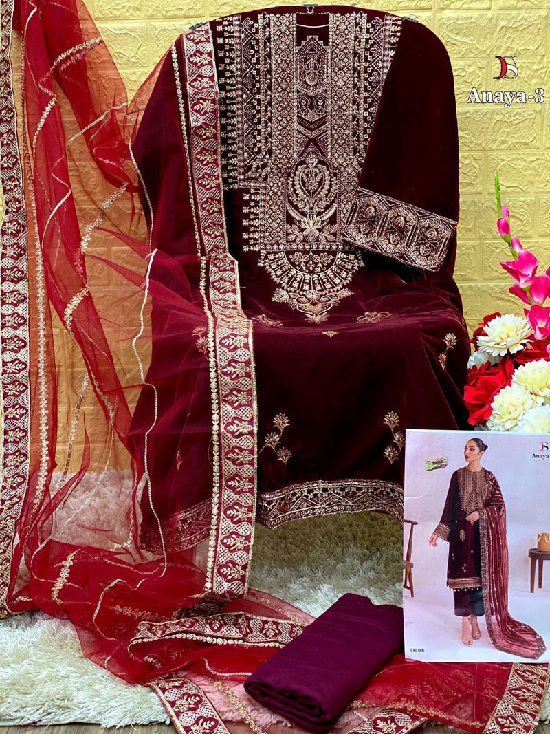 Deepsy Suit Dno 1905 Velvet With Heavy Embroidery Work Stylish Designer Festive Wear Salwar Kameez