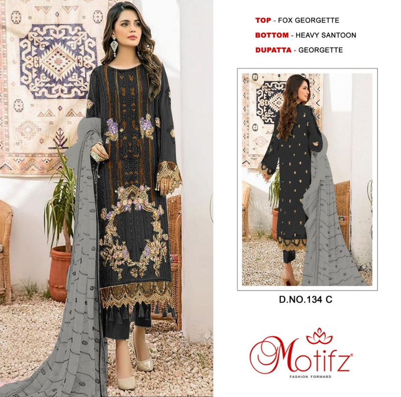 Motifz Dno 134 C  Georgette With Heavy Embroidery Work Stylish Designer Party Wear Salwar Kameez