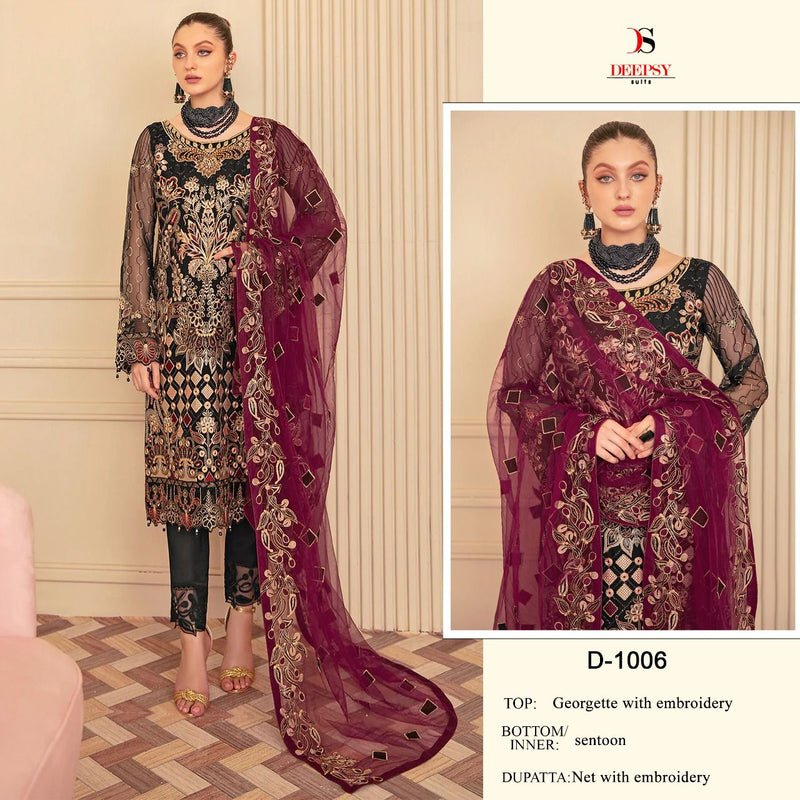 Deepsy Suit Dno 1006 Georgette With Heavy Embroidery Work Stylish Designer Wedding Look Salwar Kameez