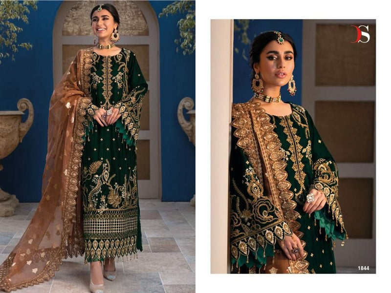 Deepsy Suit Dno 1844 Velvet With Heavy Embroidery Work Stylish Designer Wedding Look Salwar Kameez