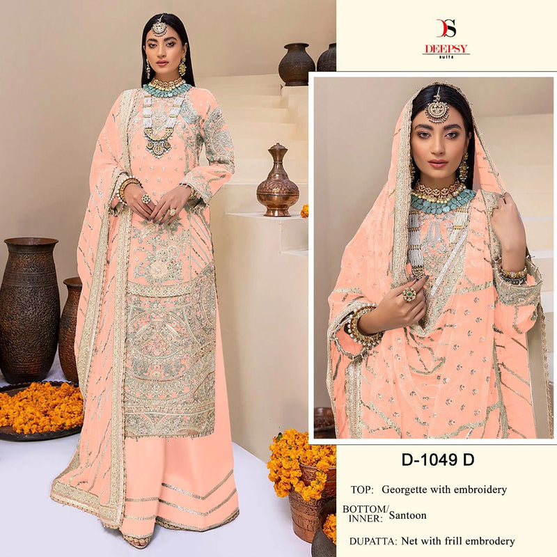 Deepsy Suit Dno 1049 D Georgette With Beautiful Heavy Embroidery work Stylish Designer Wedding Look Salwar Kameez